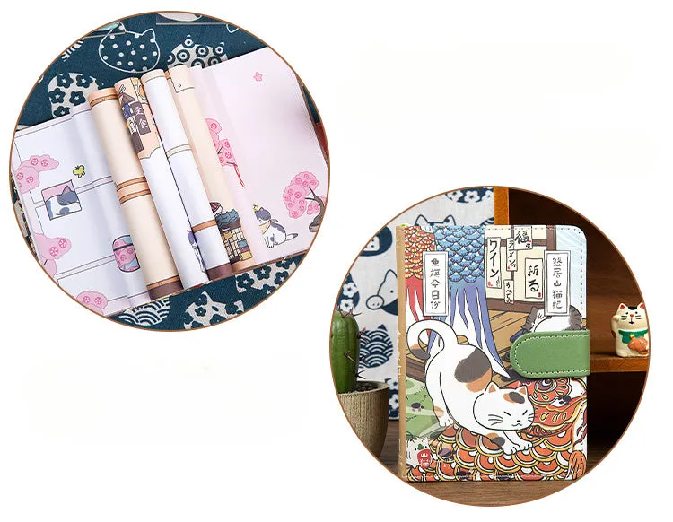 Gohobi Japanese Cat Magnetic Notebook, Monthly Planner, Study Notebook, Pocket Diary