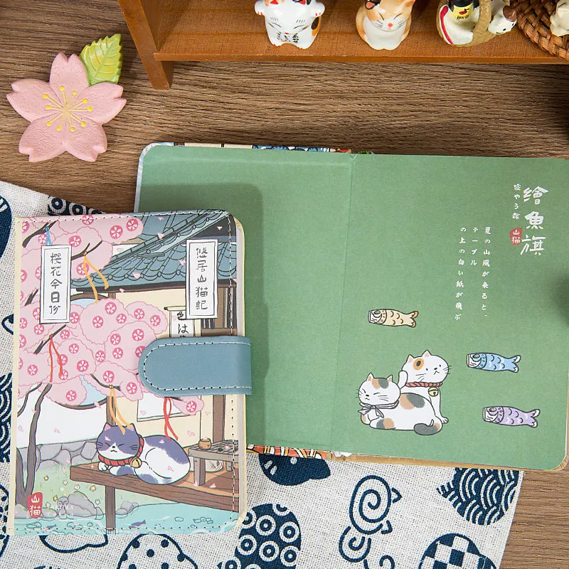 Gohobi Japanese Cat Magnetic Notebook, Monthly Planner, Study Notebook, Pocket Diary