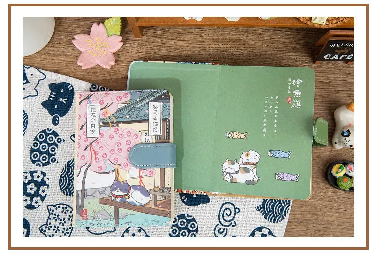 Gohobi Japanese Cat Magnetic Notebook, Monthly Planner, Study Notebook, Pocket Diary