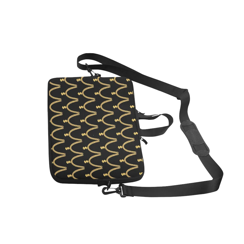 Gold Chain Pattern Classic Laptop Sleeve w/Strap