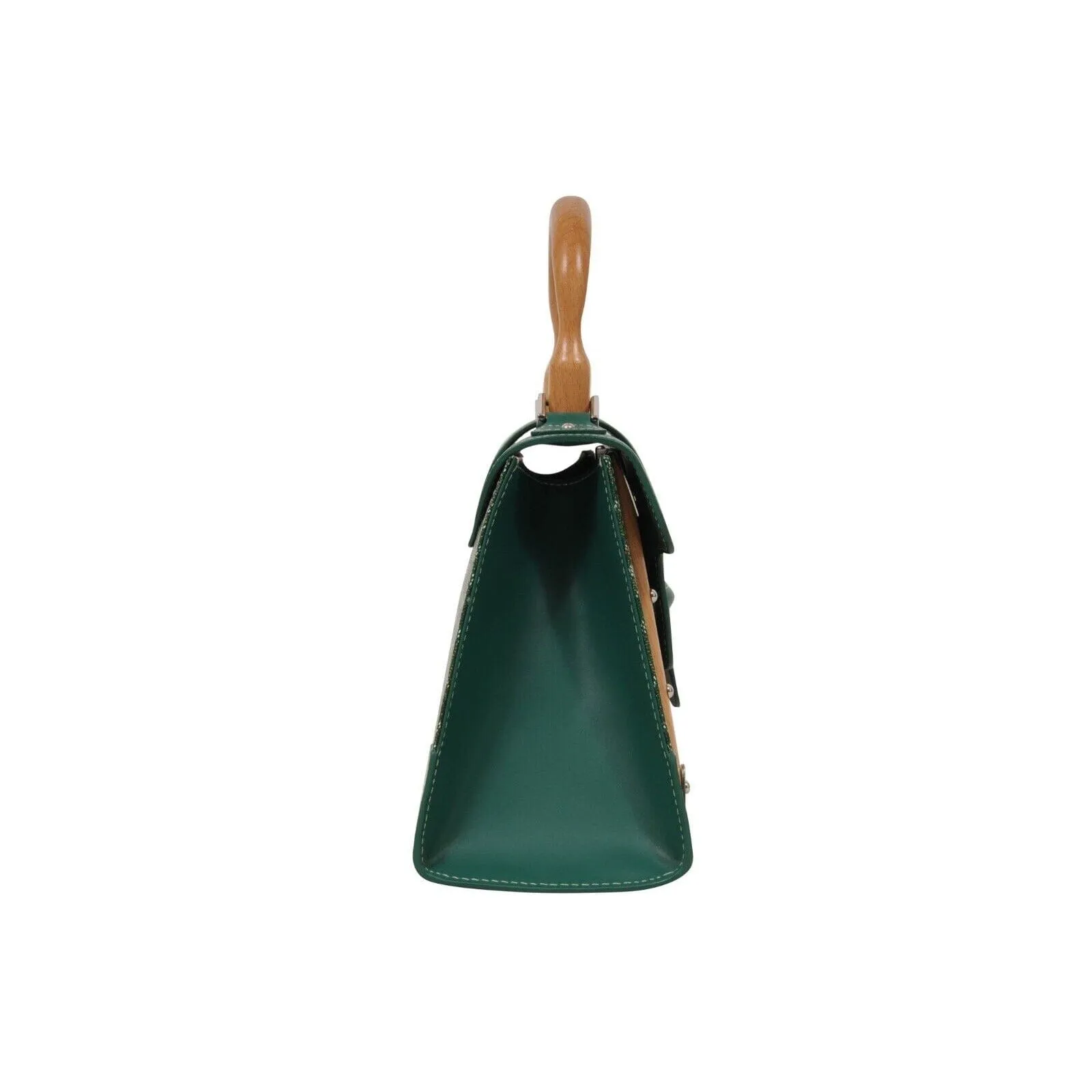 Green Leather Wood Slats Saigon PM Crossbody Top Handle Bag Purse