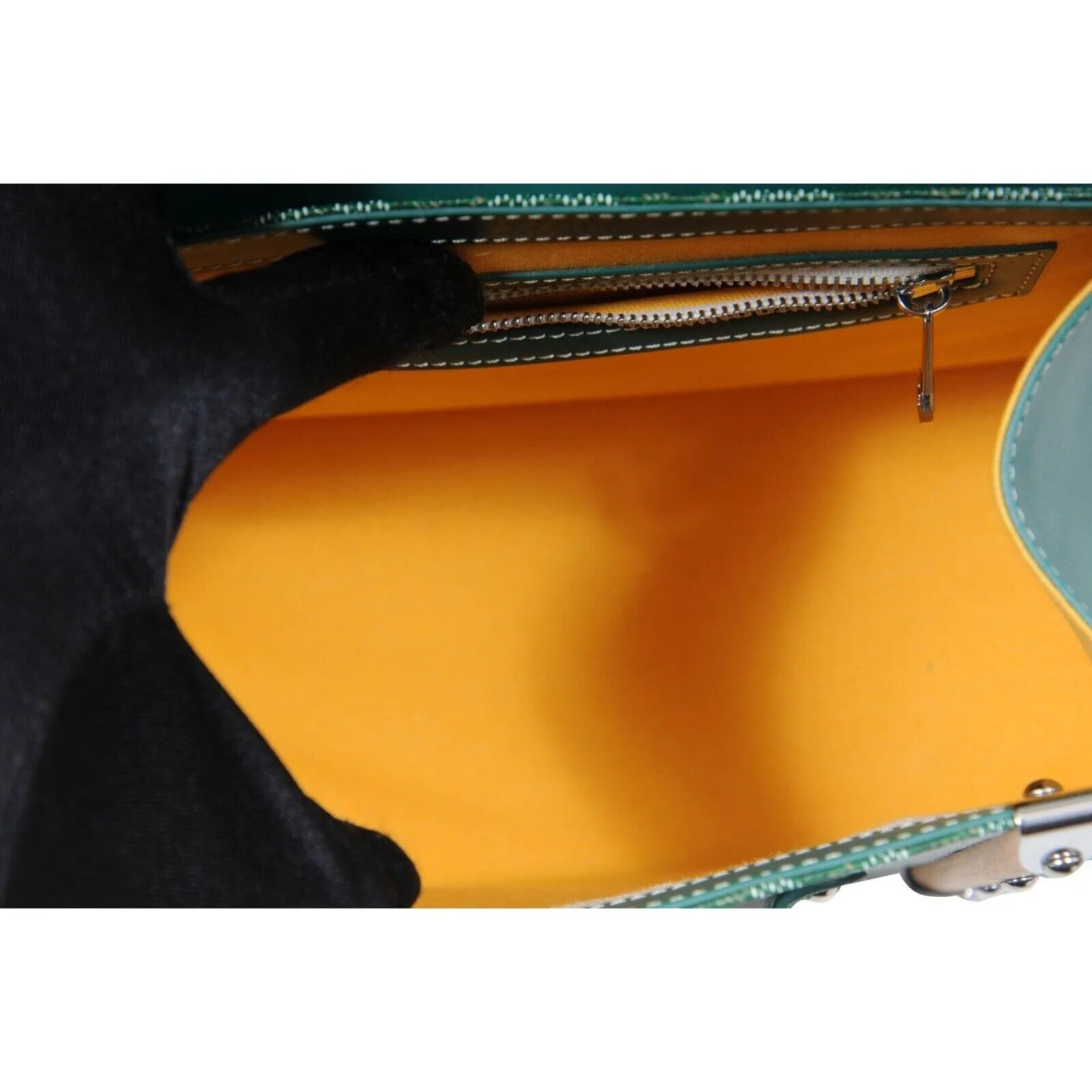 Green Leather Wood Slats Saigon PM Crossbody Top Handle Bag Purse