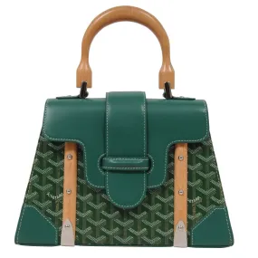 Green Leather Wood Slats Saigon PM Crossbody Top Handle Bag Purse