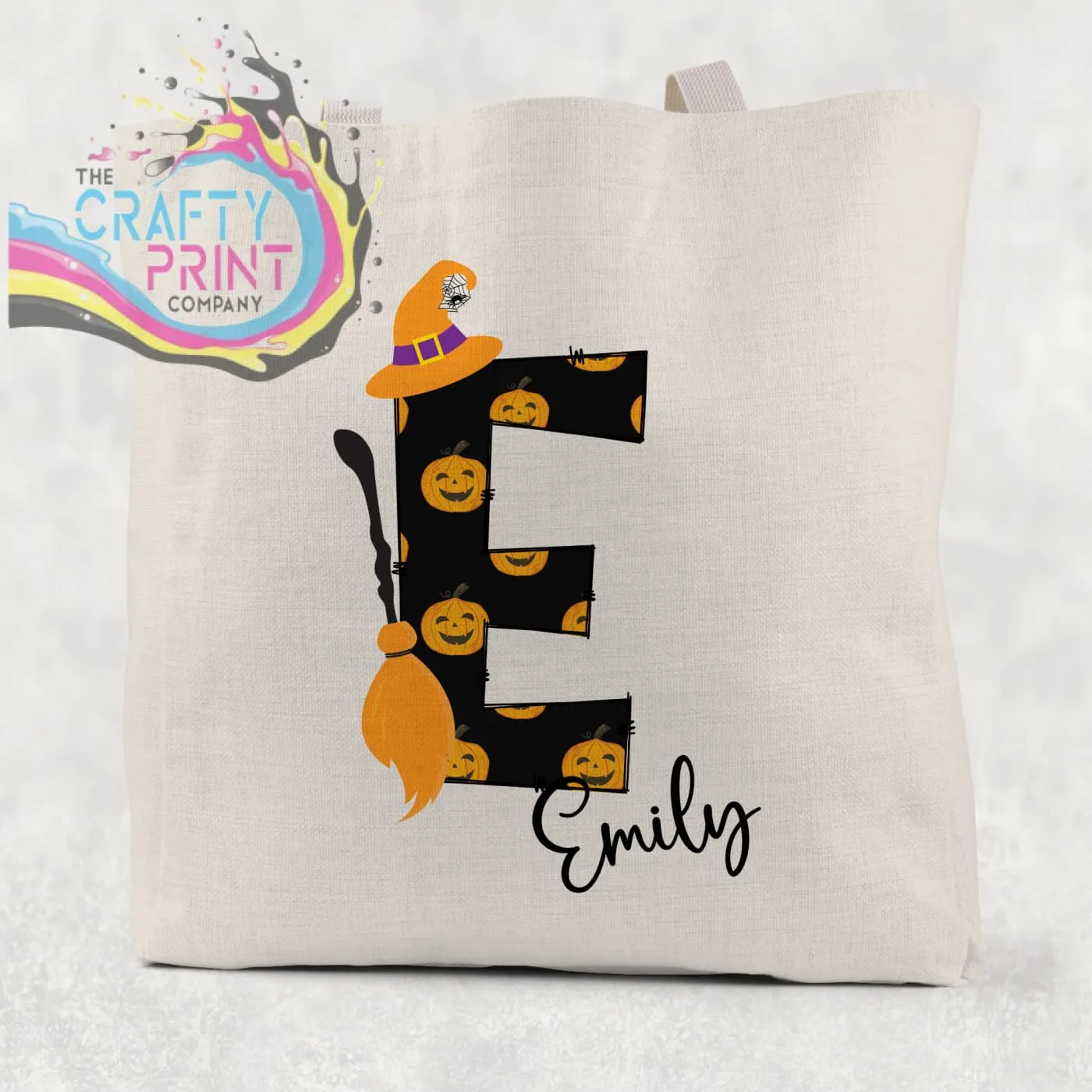Halloween Initial Hat Pumpkin Tote / Goodie Bag