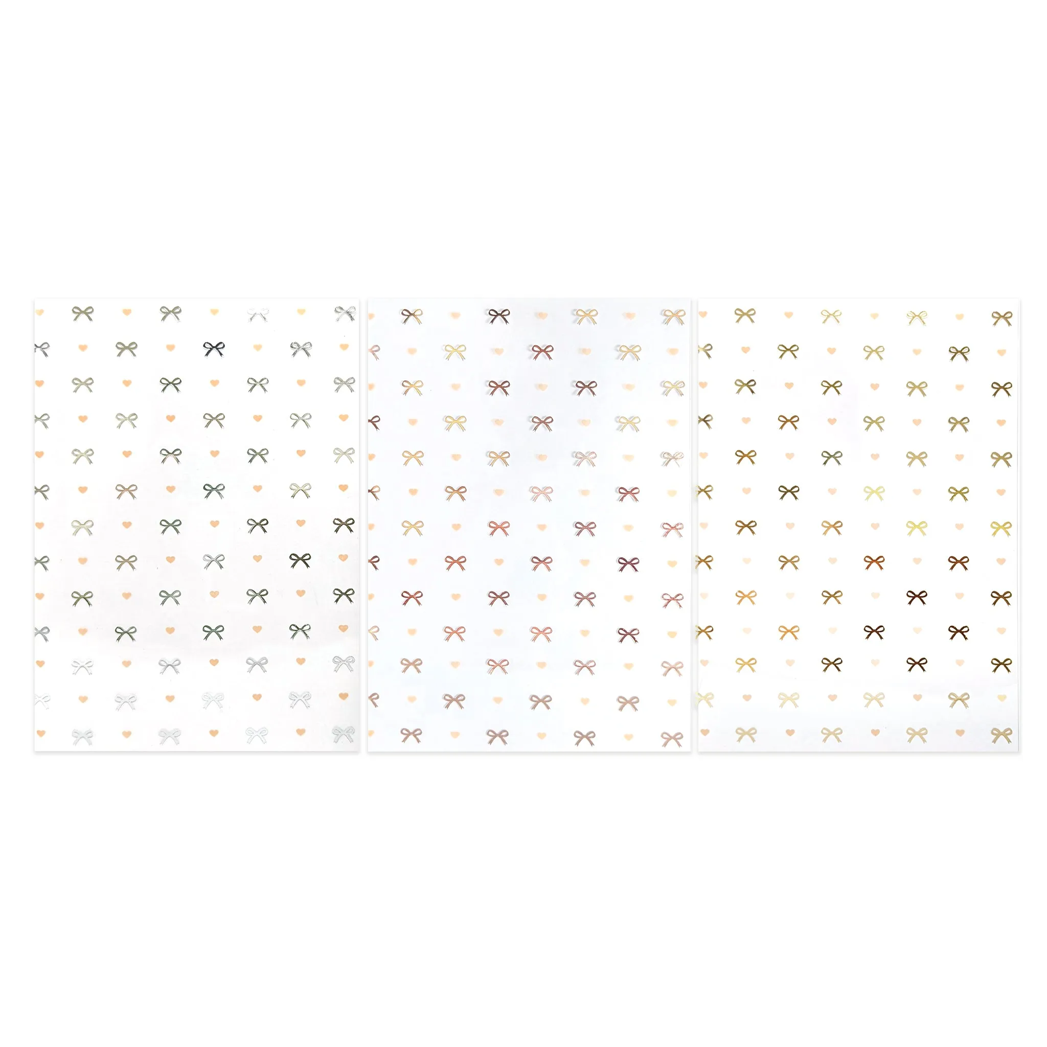 Heart & Bow Acetate Sheets set (light gold / silver / rose gold foil) - Doorbuster!