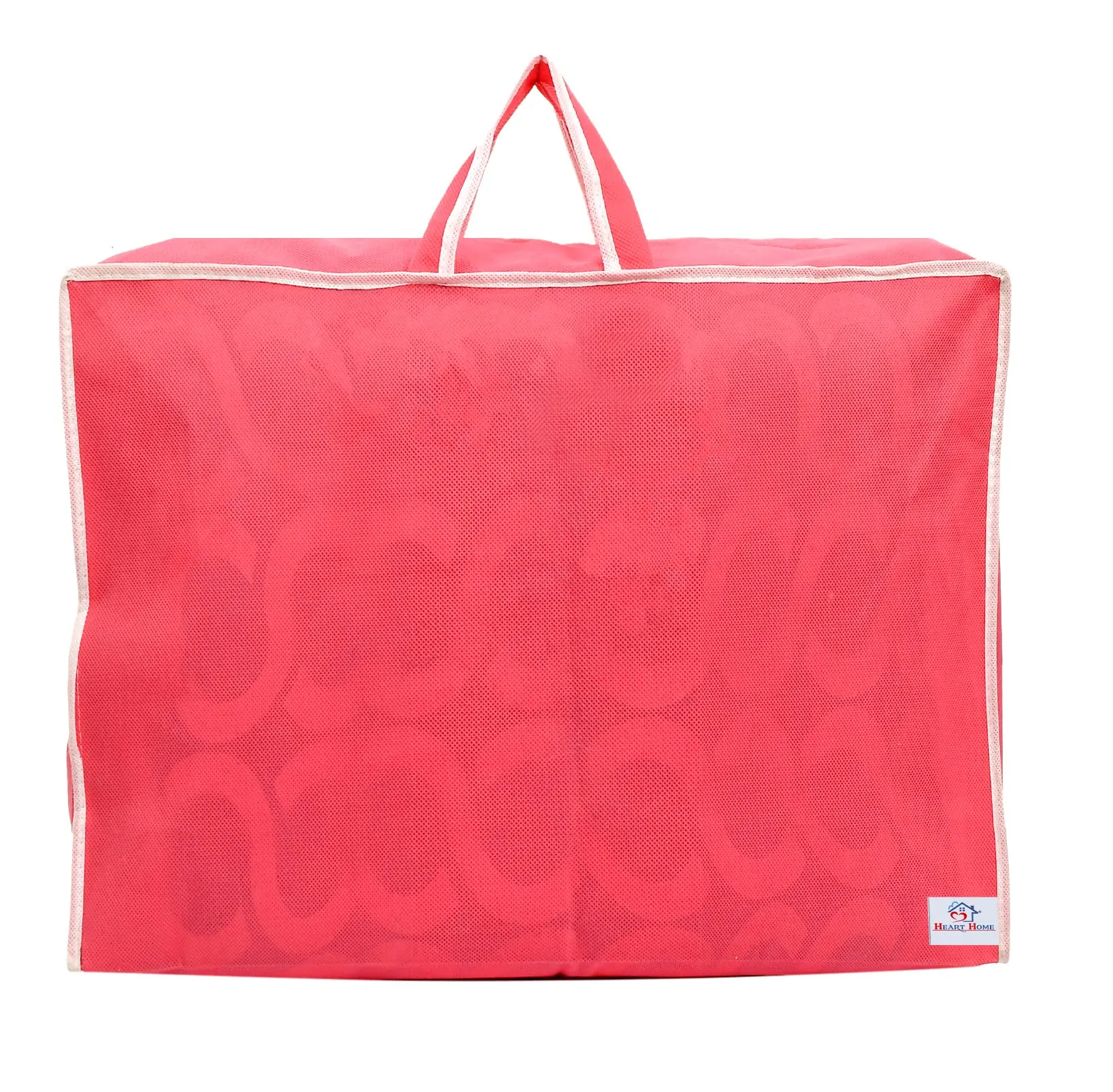 Heart Home Non-Woven Cloth Cover/Organizer For Store Saree, Lehenga, Suit, Dress, Clothes With Top Tranasparent Window (Pink)