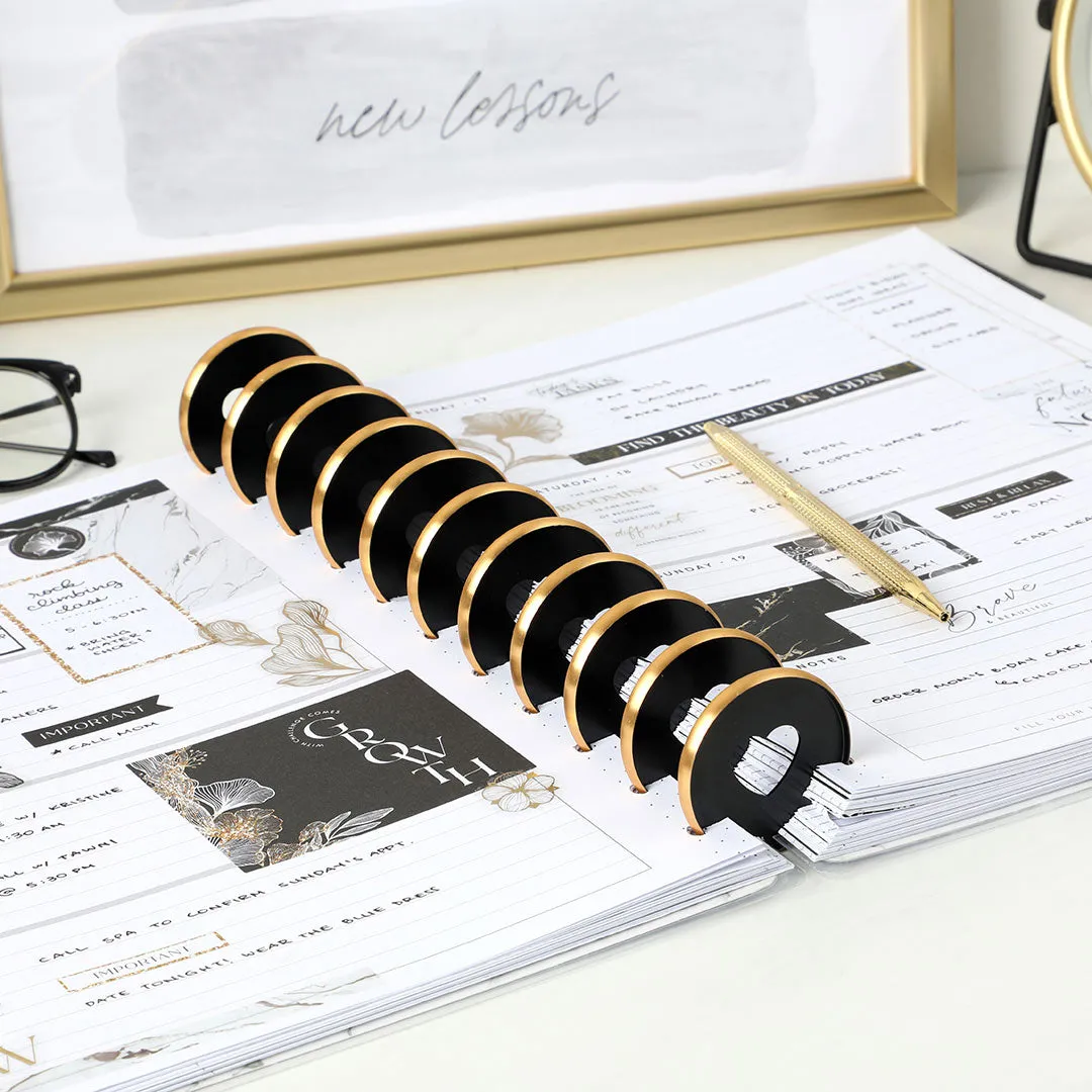 **IMPERFECT** Happy Planner Black Gold Expander Metal Discs