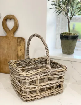 Kubu Grey Buff Rattan Bottle Carry Basket