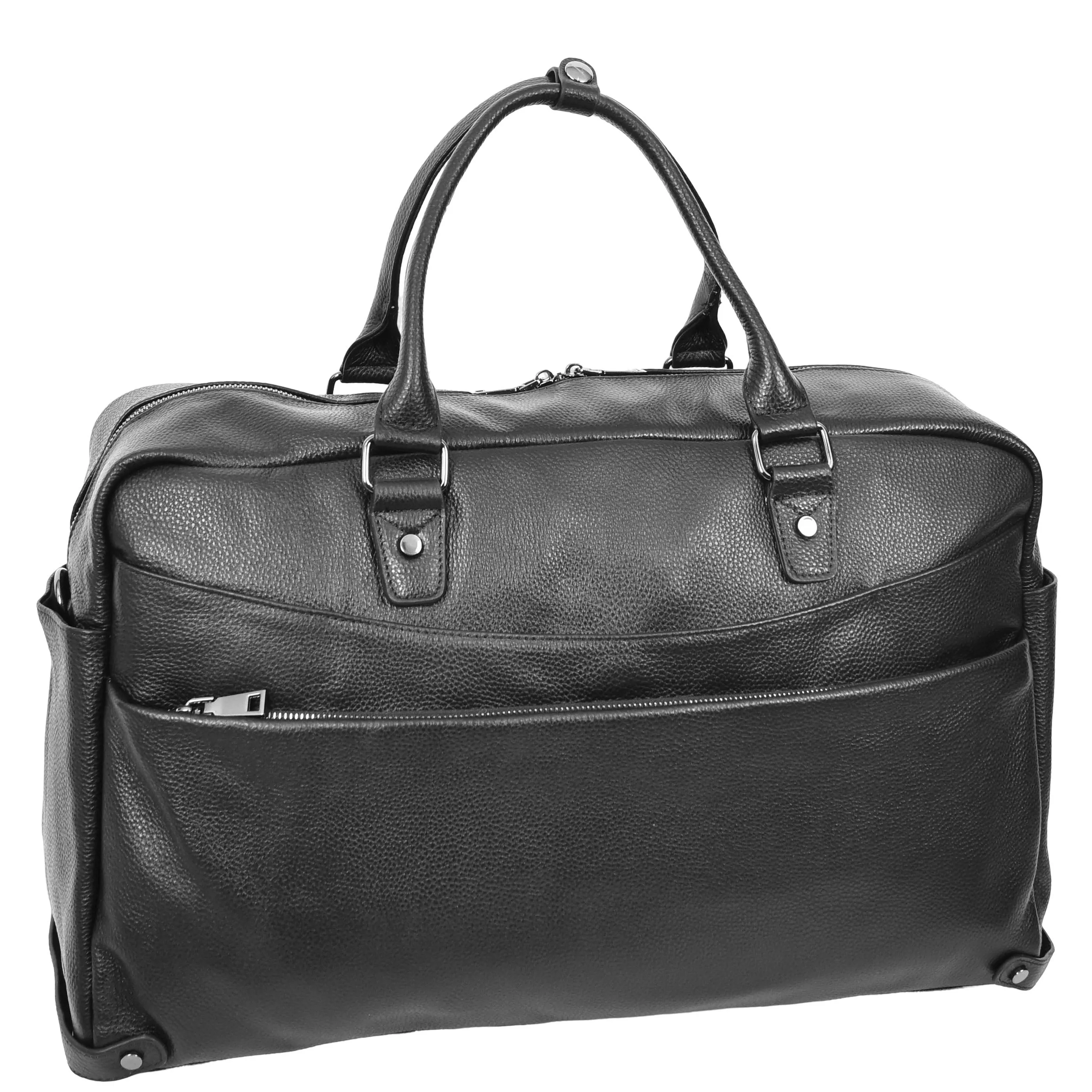 Leather Holdall Weekend Bag Langley Black