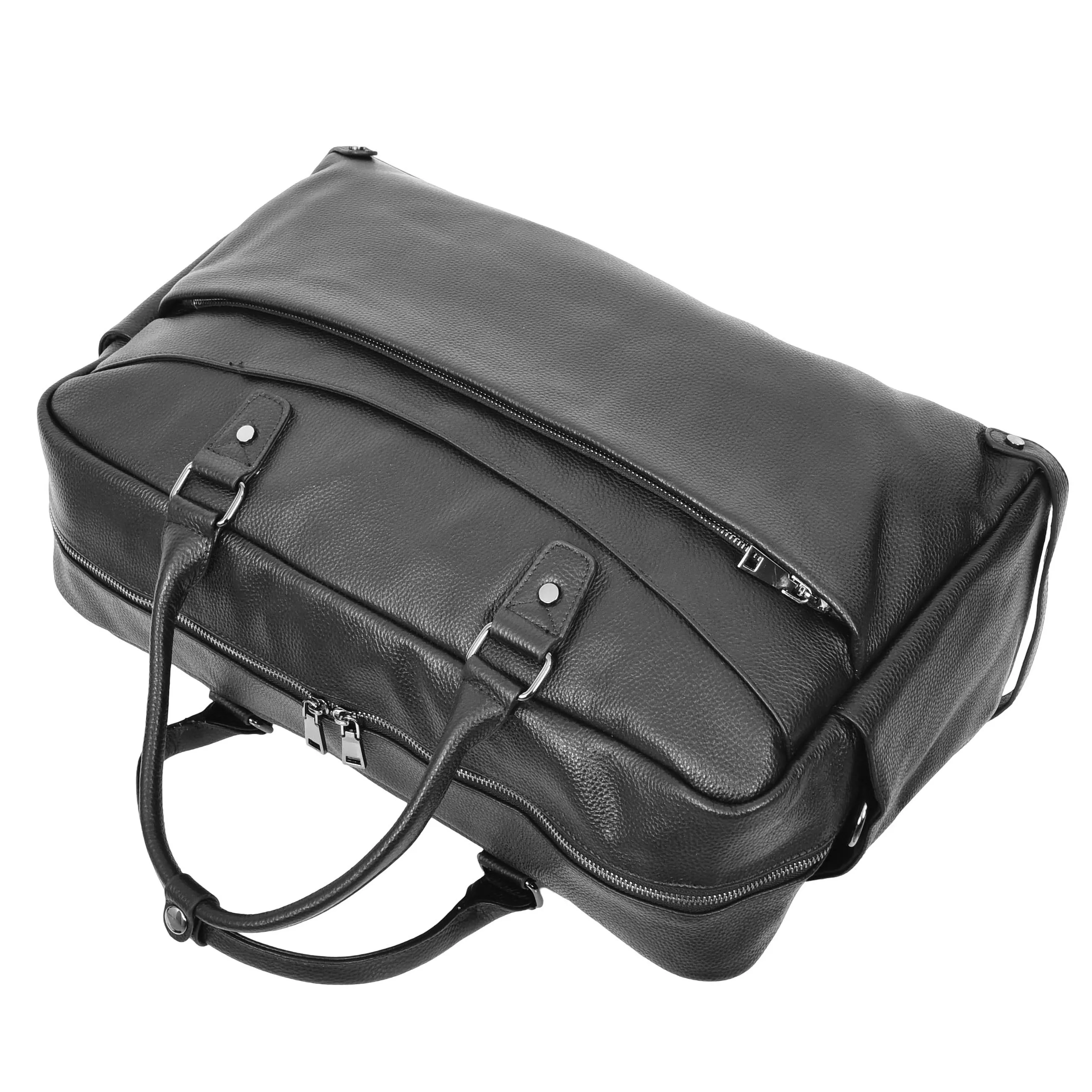 Leather Holdall Weekend Bag Langley Black