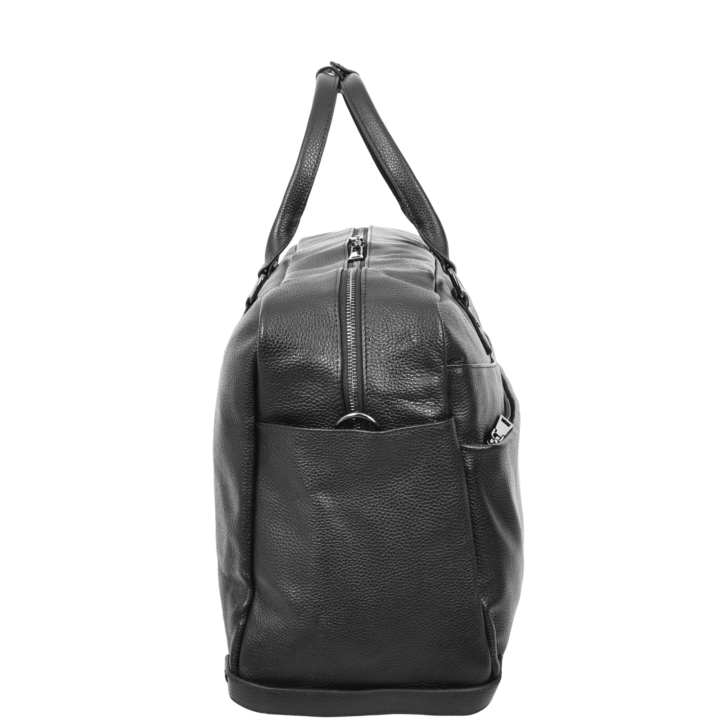 Leather Holdall Weekend Bag Langley Black