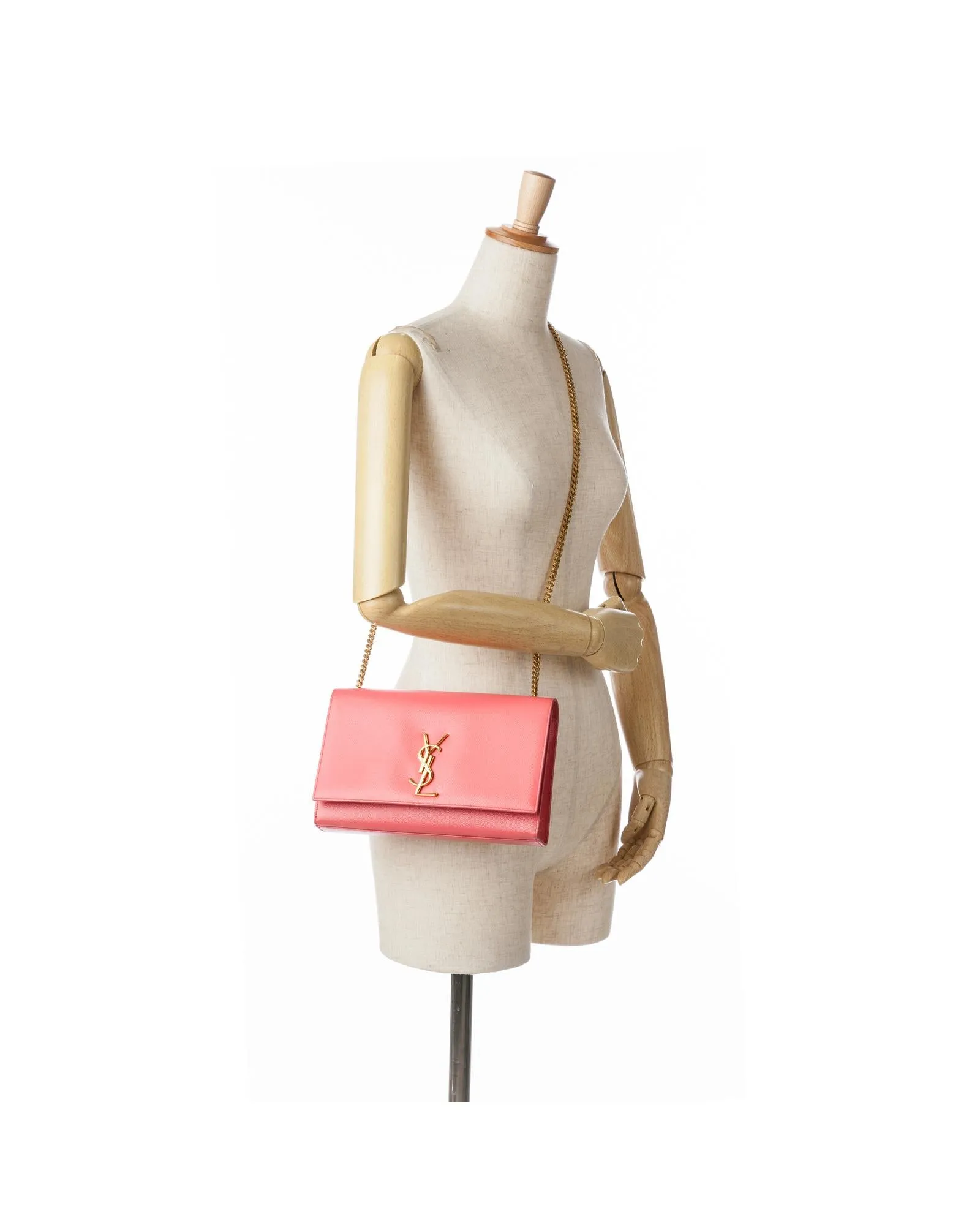 Medium Grain De Poudre Monogram Kate Crossbody Bag with Gold-Tone Chain Strap