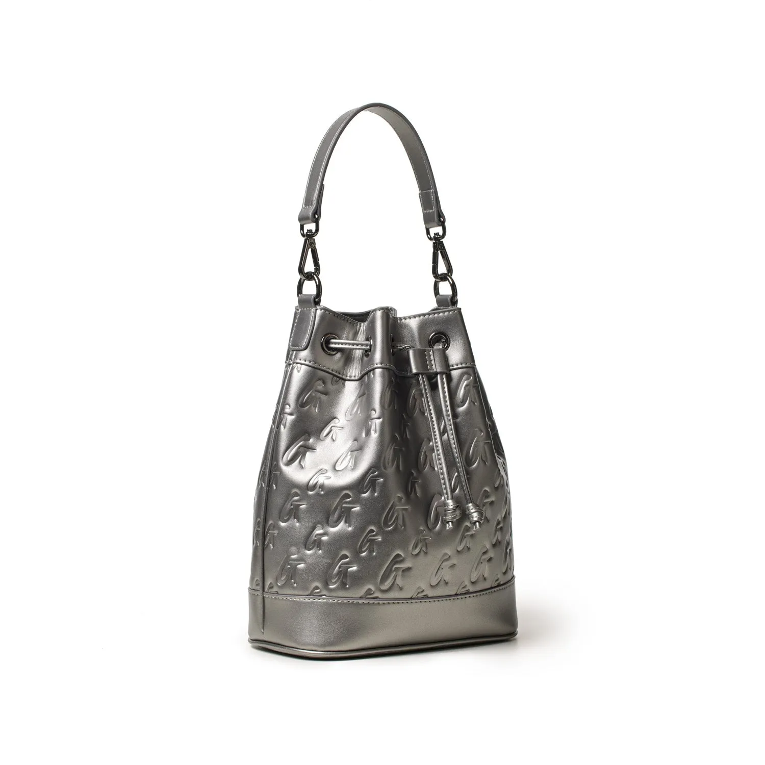 MEDIUM MONOGRAM BUCKET BAG - PLATINUM