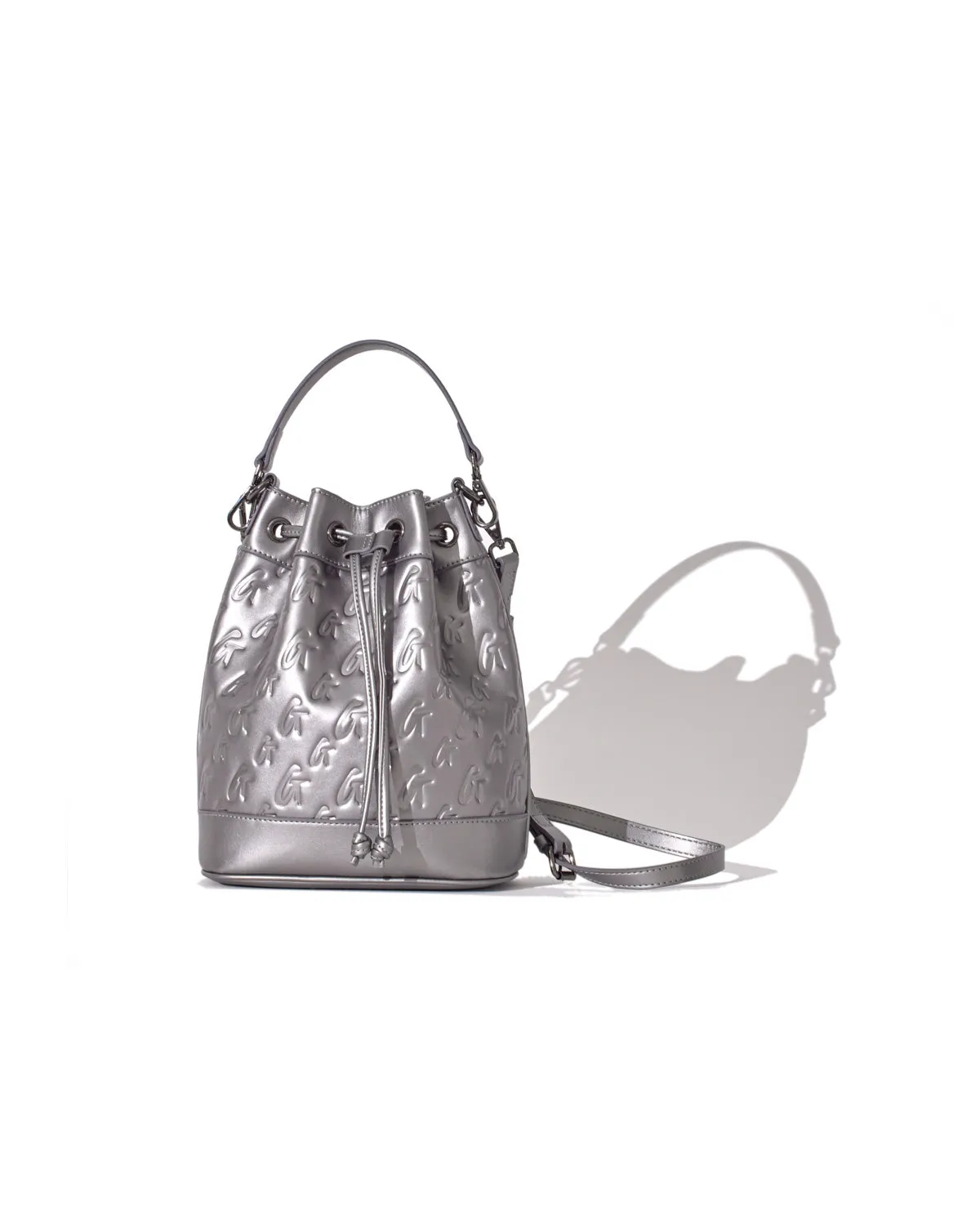 MEDIUM MONOGRAM BUCKET BAG - PLATINUM