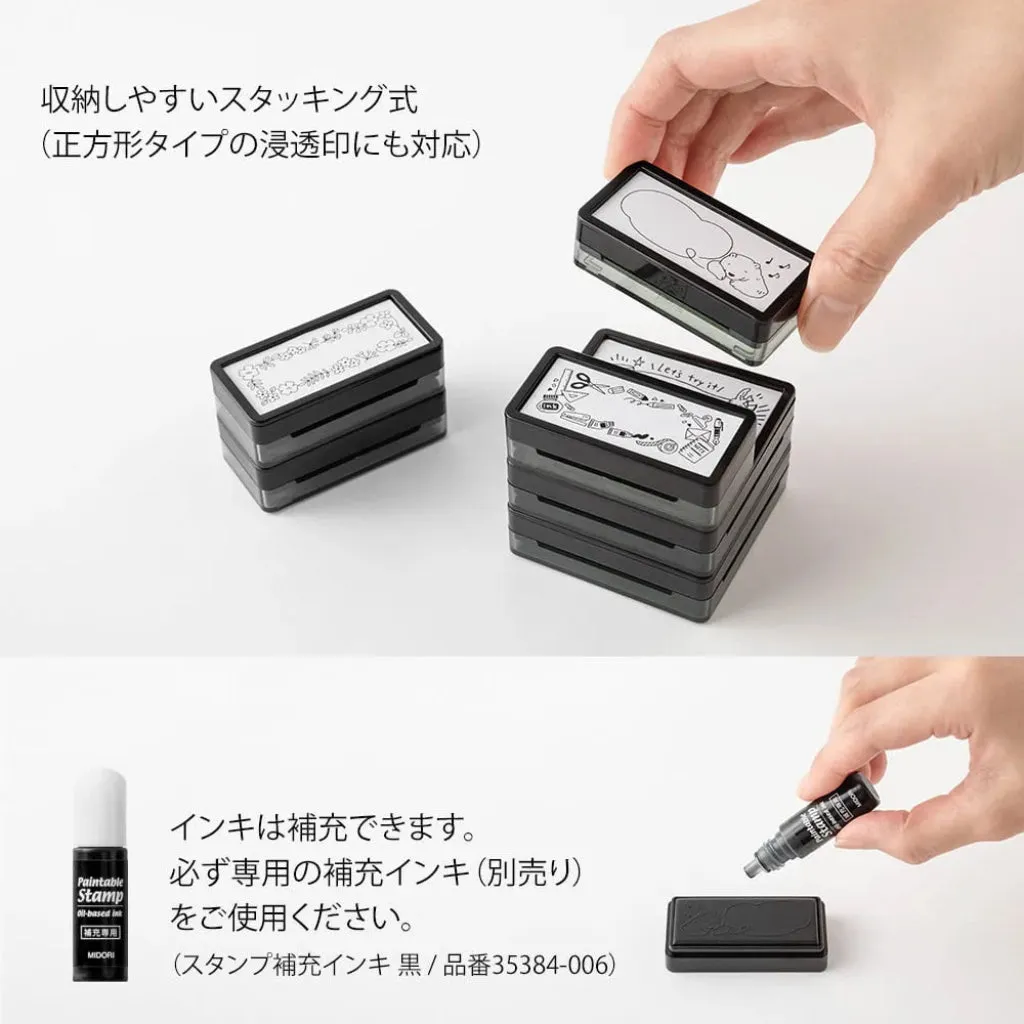 Midori Paintable Time Stamp Pre-Inked Half Size Vertical