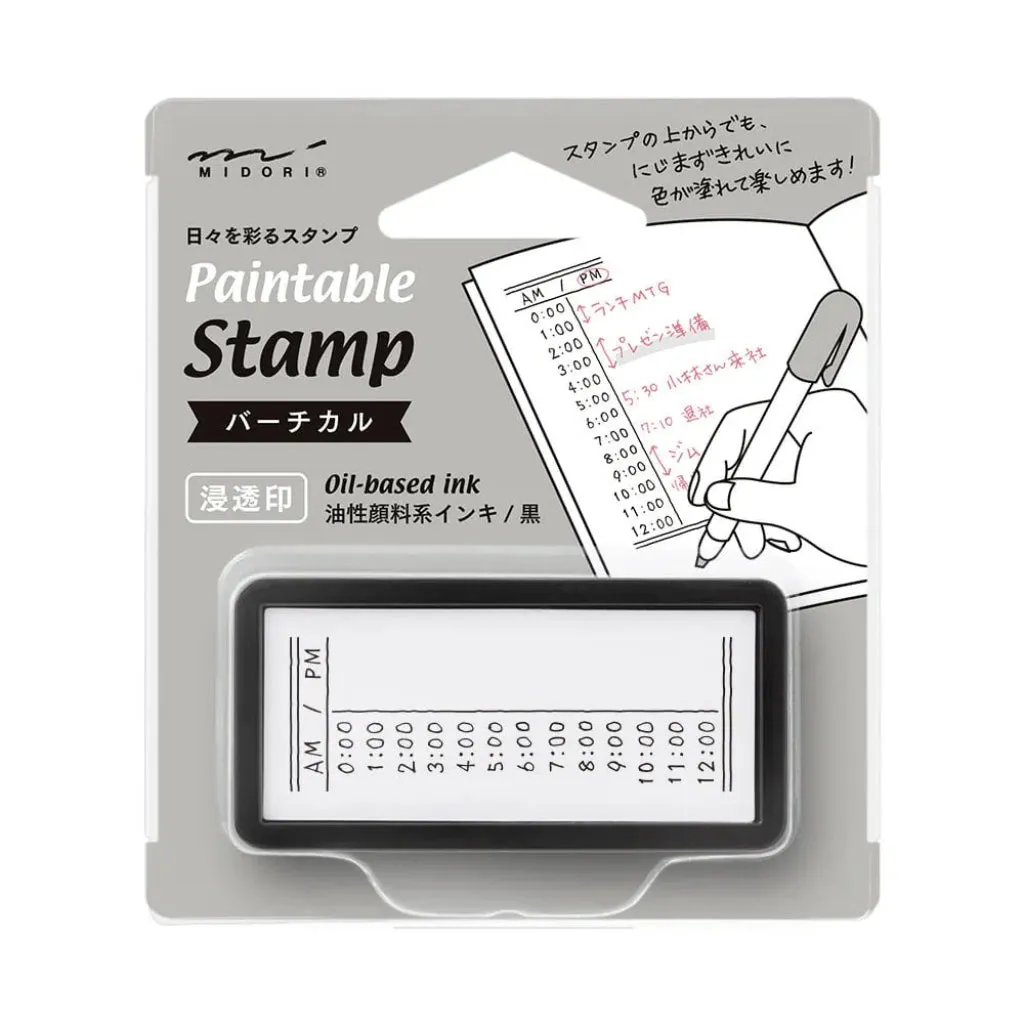 Midori Paintable Time Stamp Pre-Inked Half Size Vertical