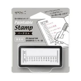 Midori Paintable Time Stamp Pre-Inked Half Size Vertical