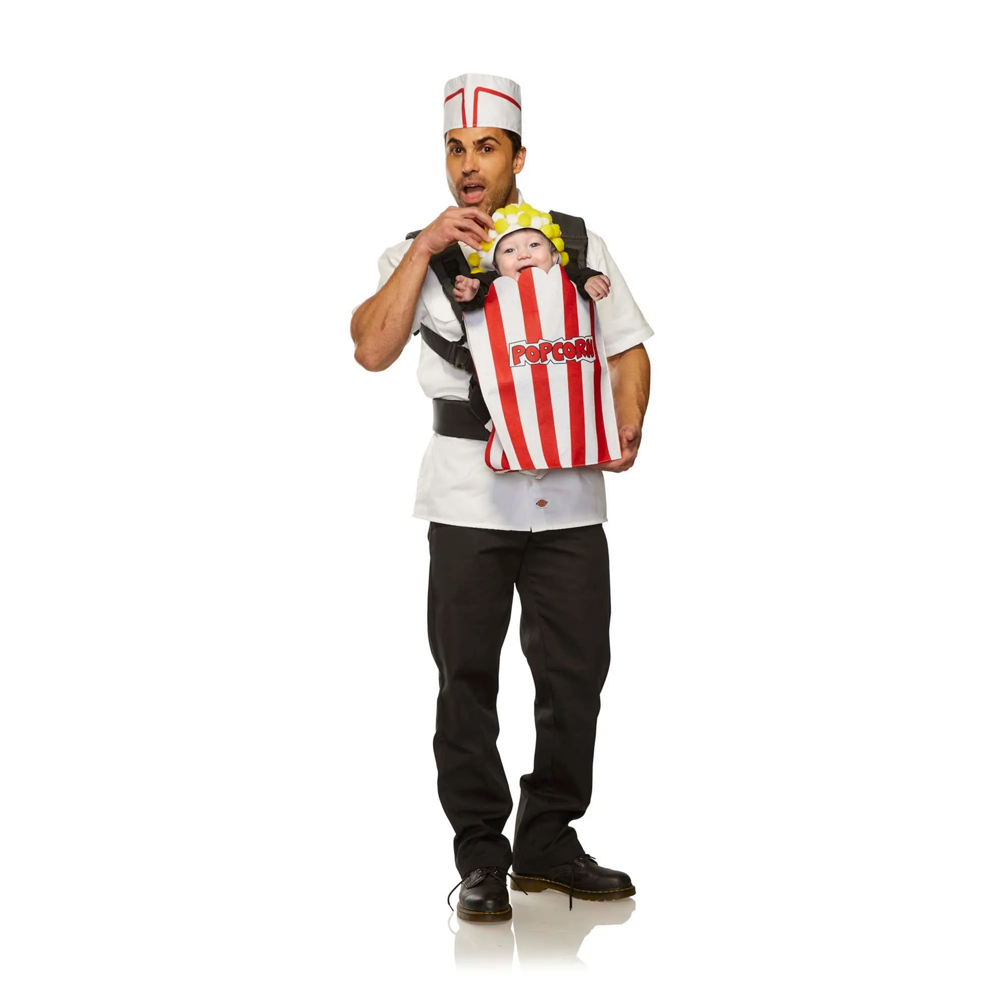 Movie Usher Pop Corn Costume for Adults and Baby, Carrier Cover