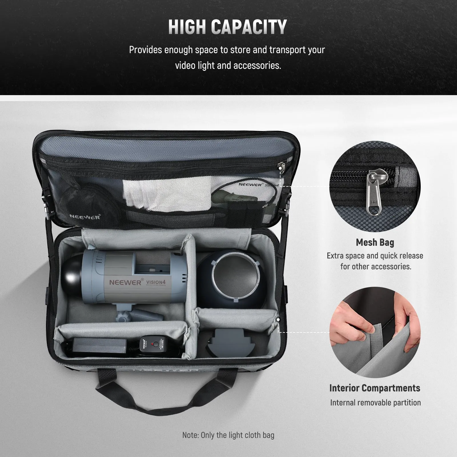 NEEWER PB5 Carrying Bag with Movable Foam Padded for CB60 Vision4 ML300