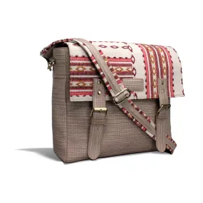 Off White Jute Kilim & PU messenger Bag