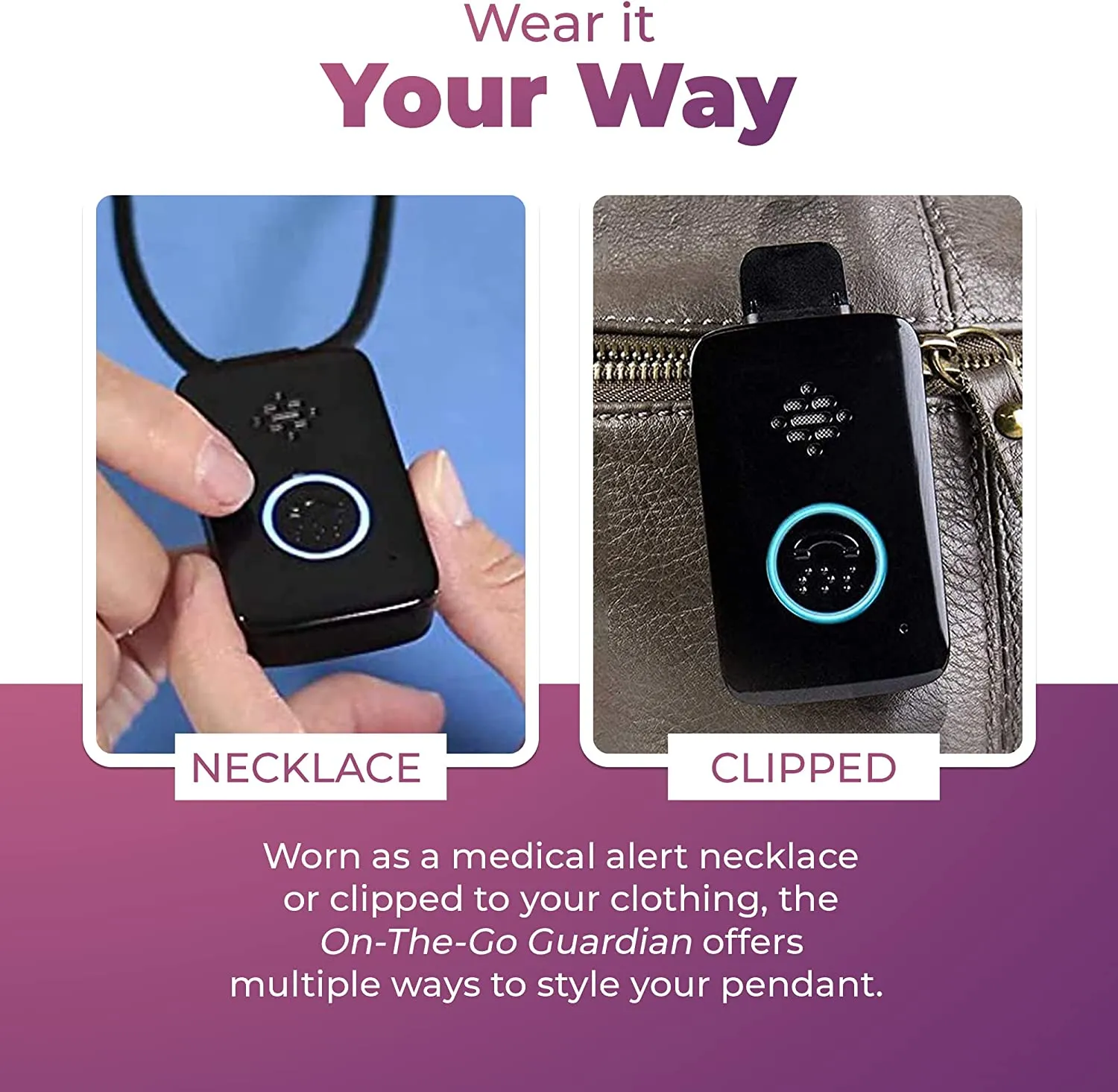 On-The-Go Wearable Alarm and Panic Button for Elderly I 24/7 Wireless Medical Alert Systems for Seniors I 4G LTE Cellular  I Black