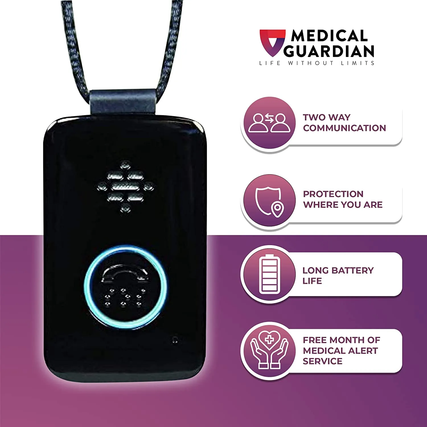 On-The-Go Wearable Alarm and Panic Button for Elderly I 24/7 Wireless Medical Alert Systems for Seniors I 4G LTE Cellular  I Black
