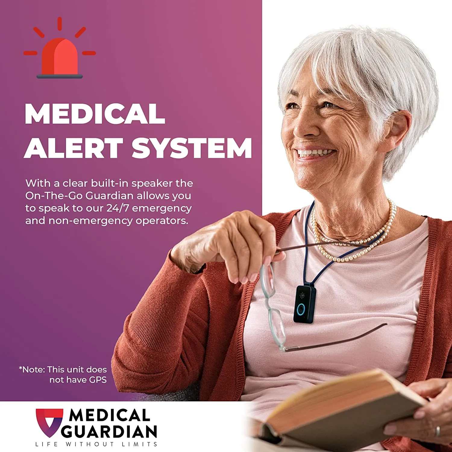 On-The-Go Wearable Alarm and Panic Button for Elderly I 24/7 Wireless Medical Alert Systems for Seniors I 4G LTE Cellular  I Black