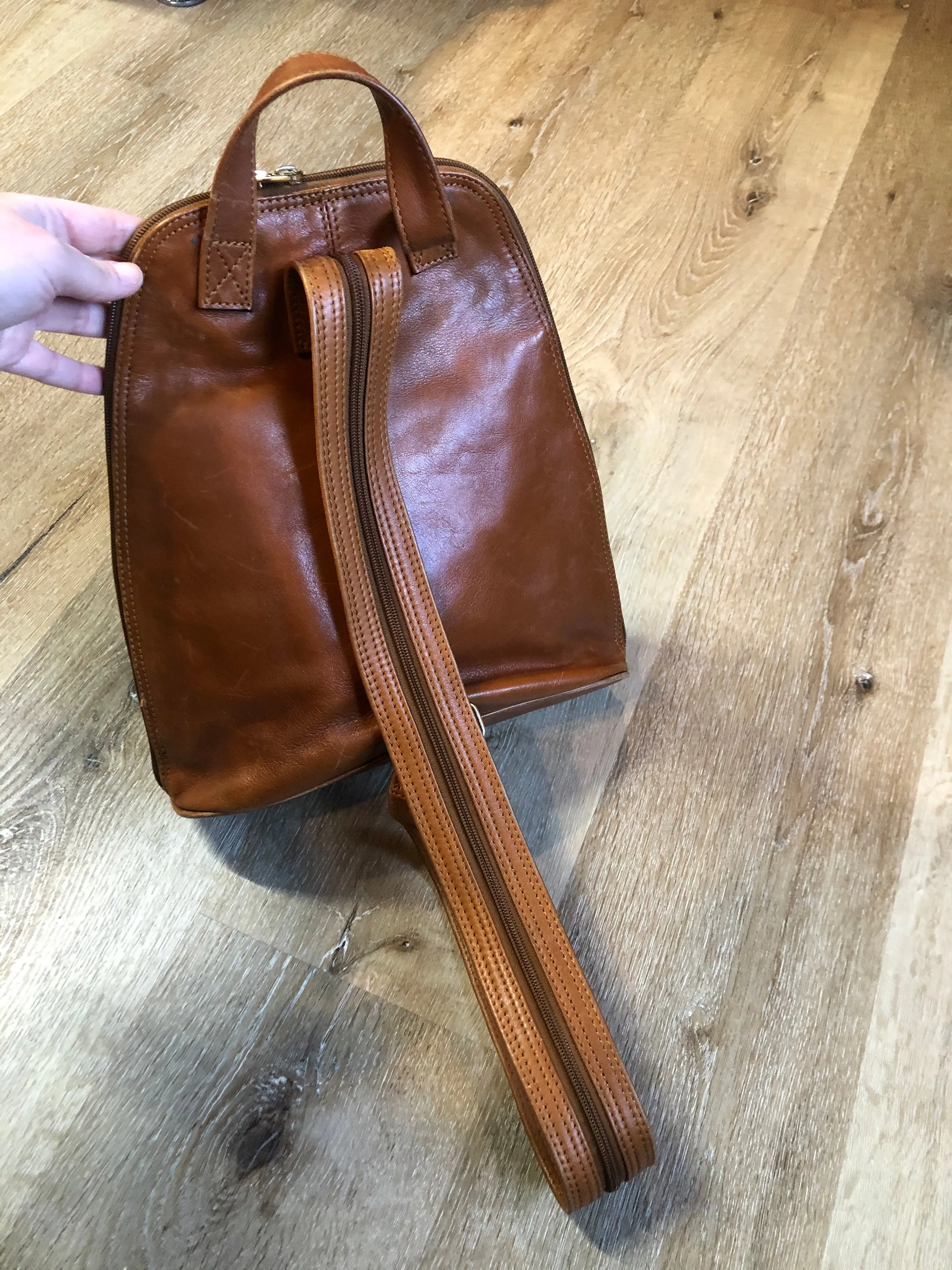 Opale Brown Leather Backpack, SOLD