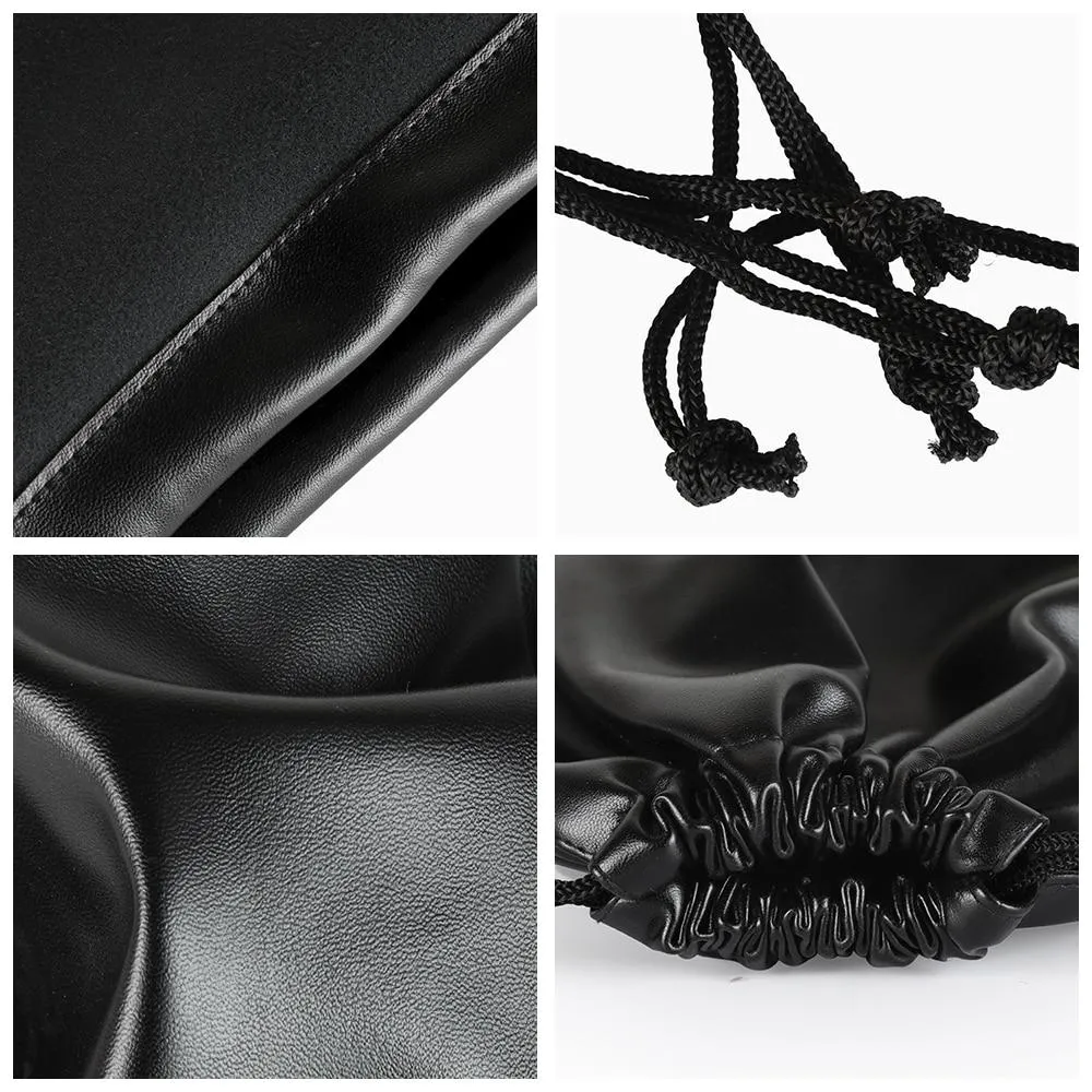 Packaging Bag Black Leather Drawstring Bag