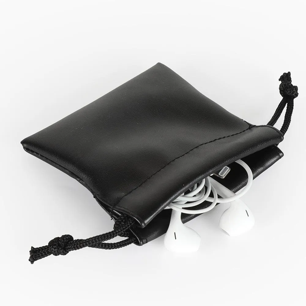 Packaging Bag Black Leather Drawstring Bag