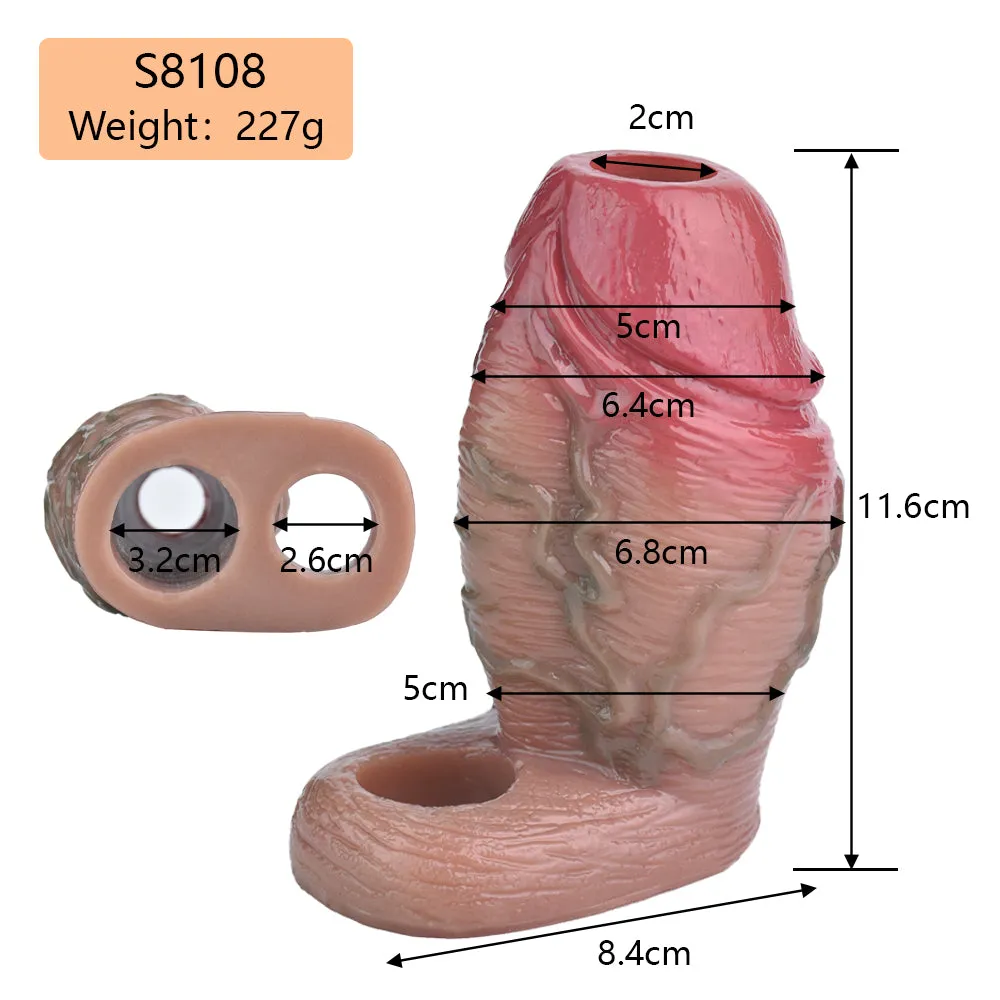 Realistic Cock Sleeve Enlargement Sex Toy for Men - Big Girthy Penis Extender Masturbator