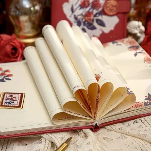 Romantic Rose Theme Soft Leather Notebook And Journal