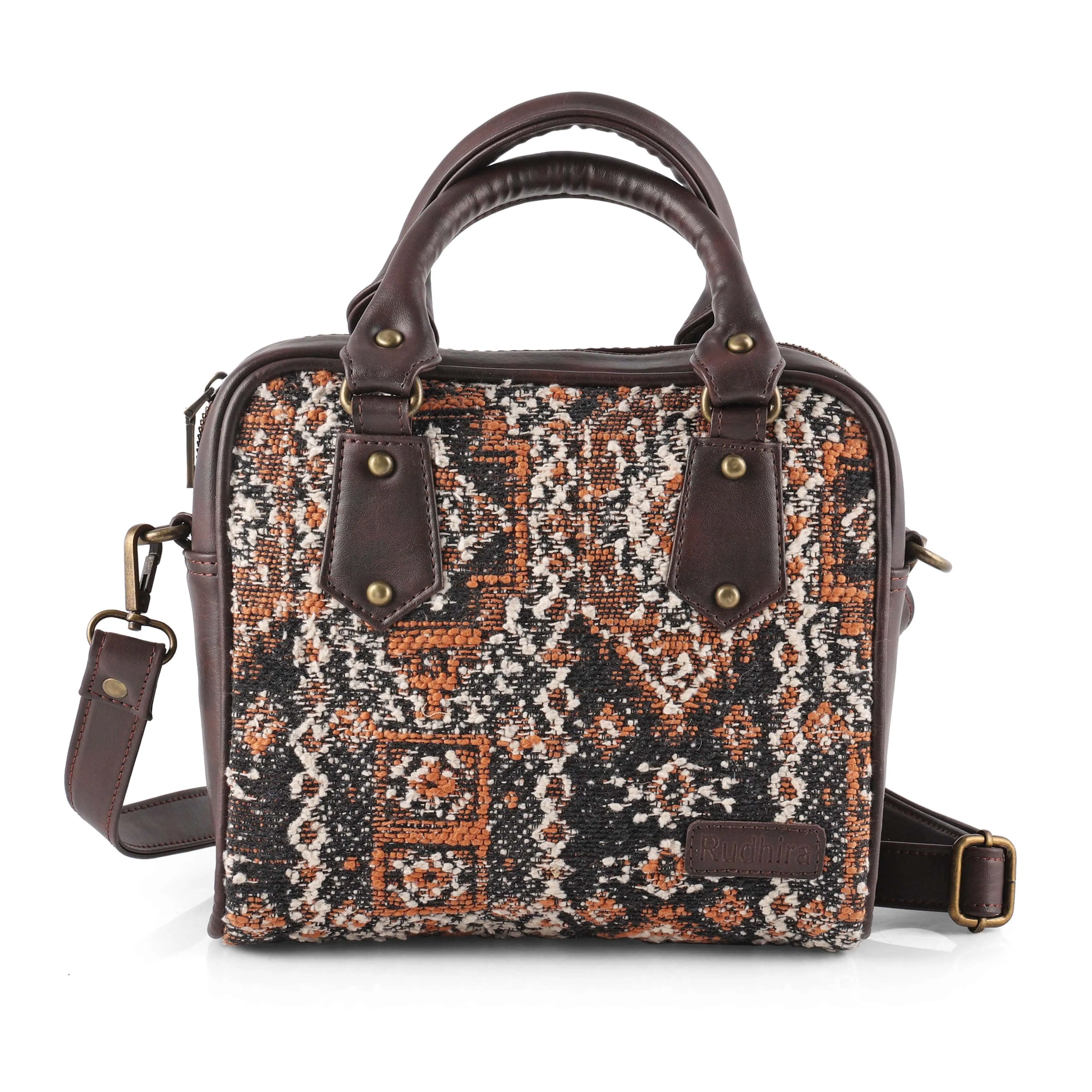 Rudhira Damask Print Satchel bag