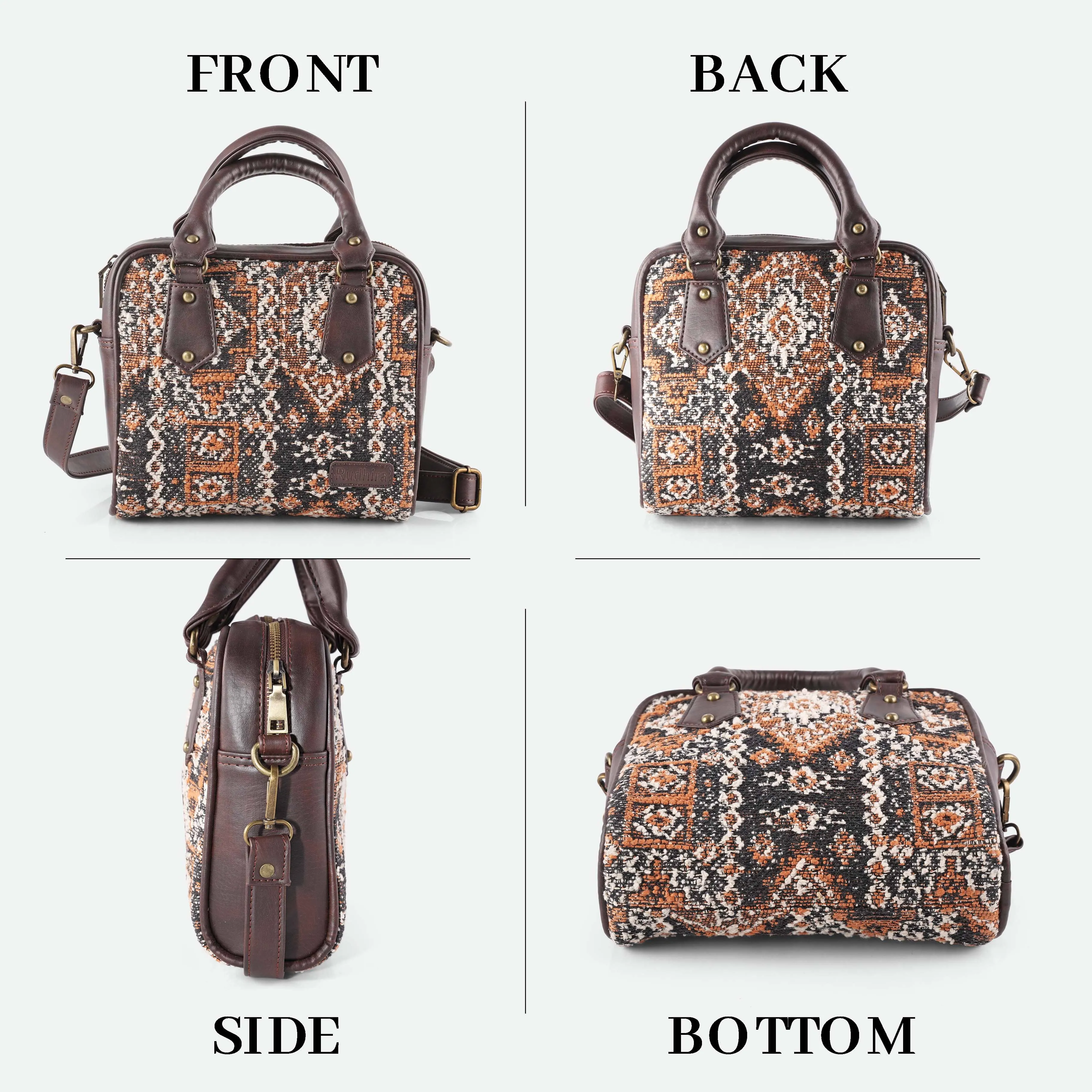 Rudhira Damask Print Satchel bag