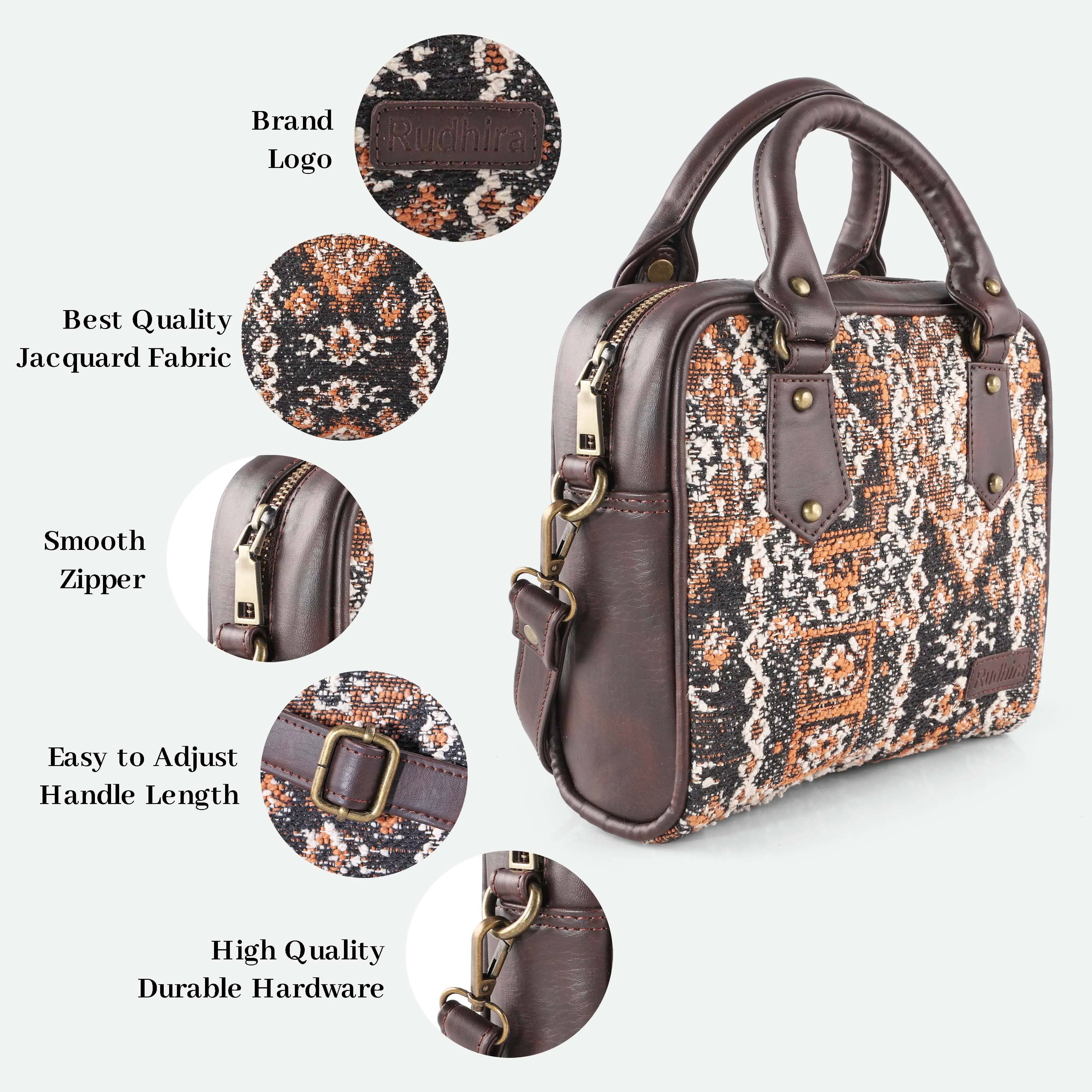 Rudhira Damask Print Satchel bag