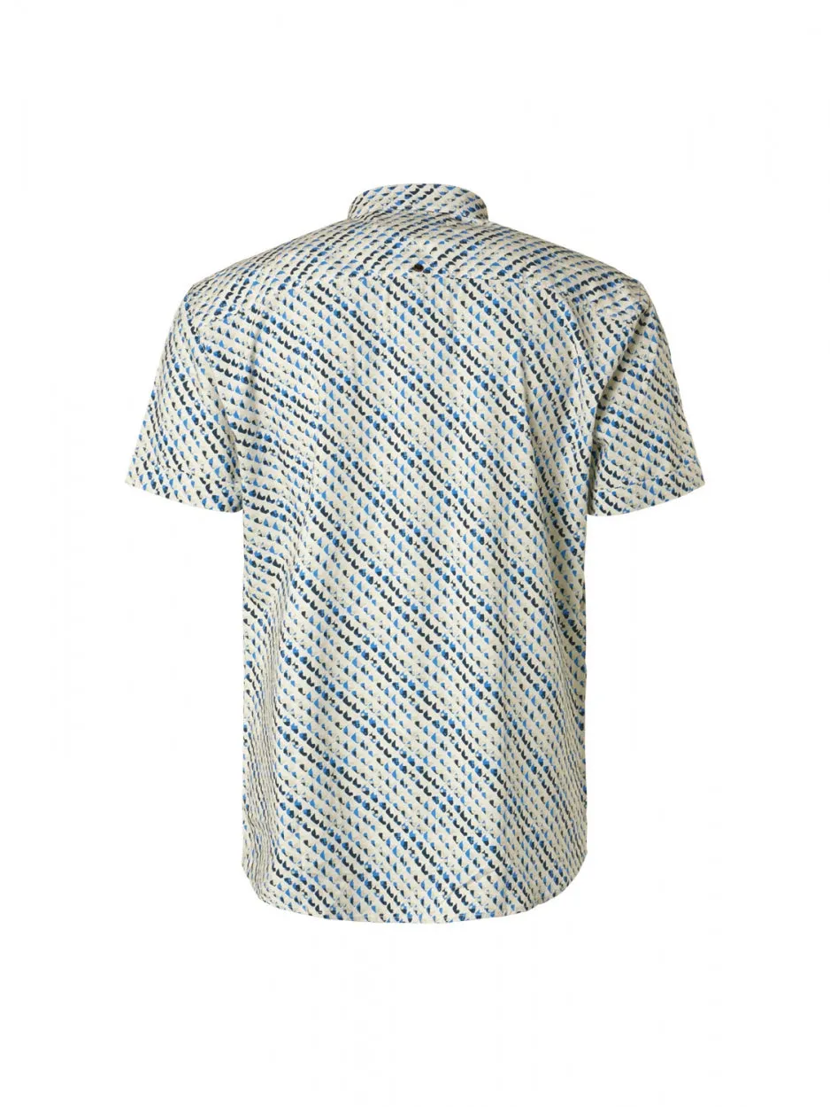 Shirt Short Sleeve Allover Printed | Washed Blue