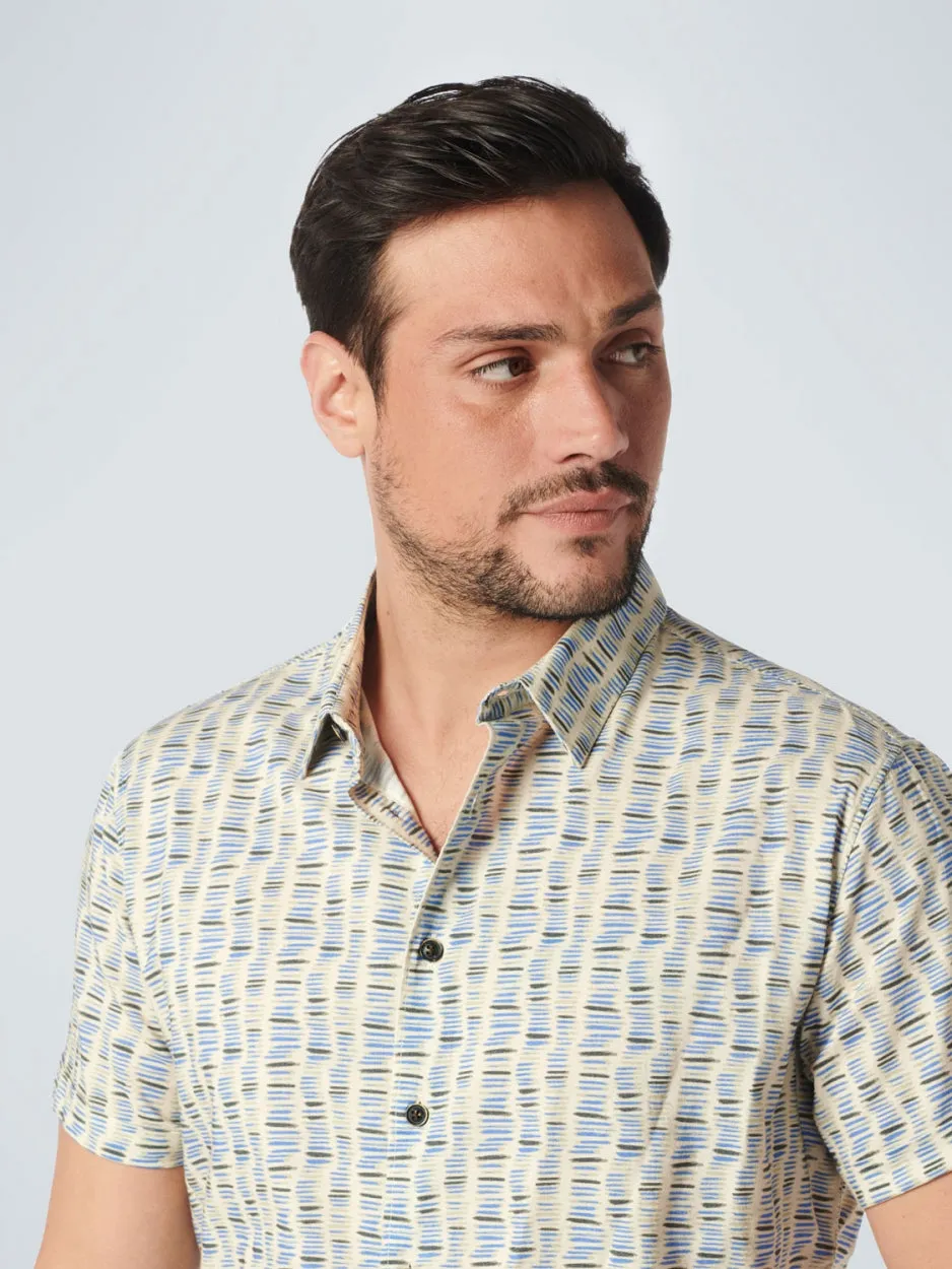 Shirt Short Sleeve Allover Printed | Washed Blue
