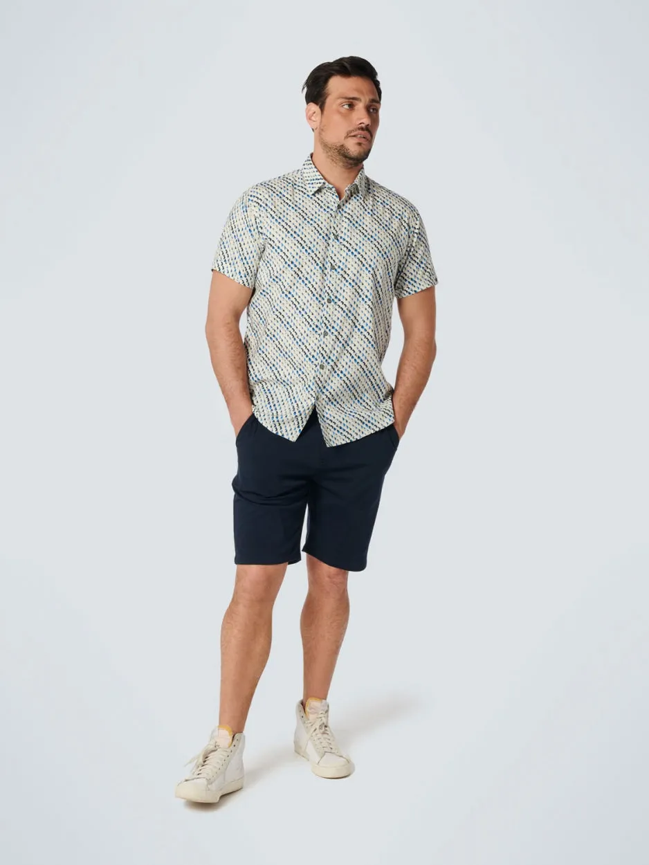 Shirt Short Sleeve Allover Printed | Washed Blue