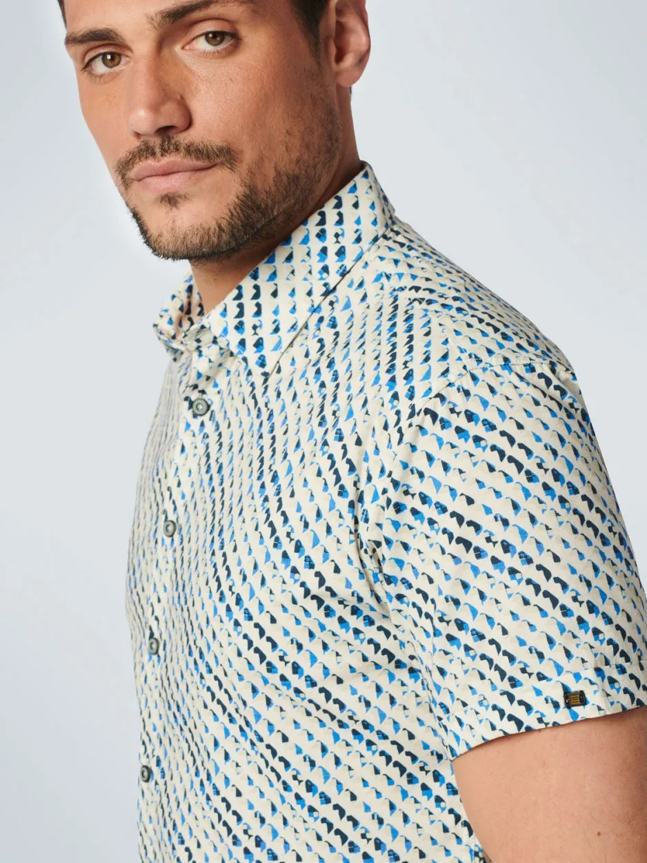Shirt Short Sleeve Allover Printed | Washed Blue
