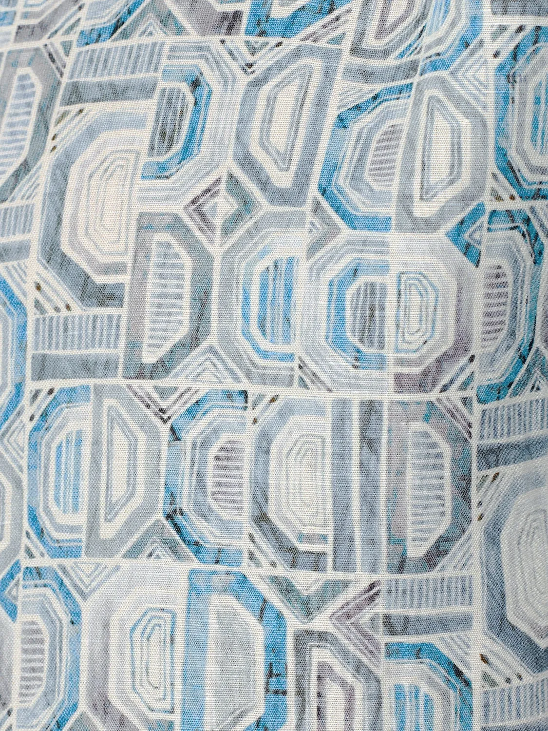 Shirt Short Sleeve Allover Printed With Linen | Aqua