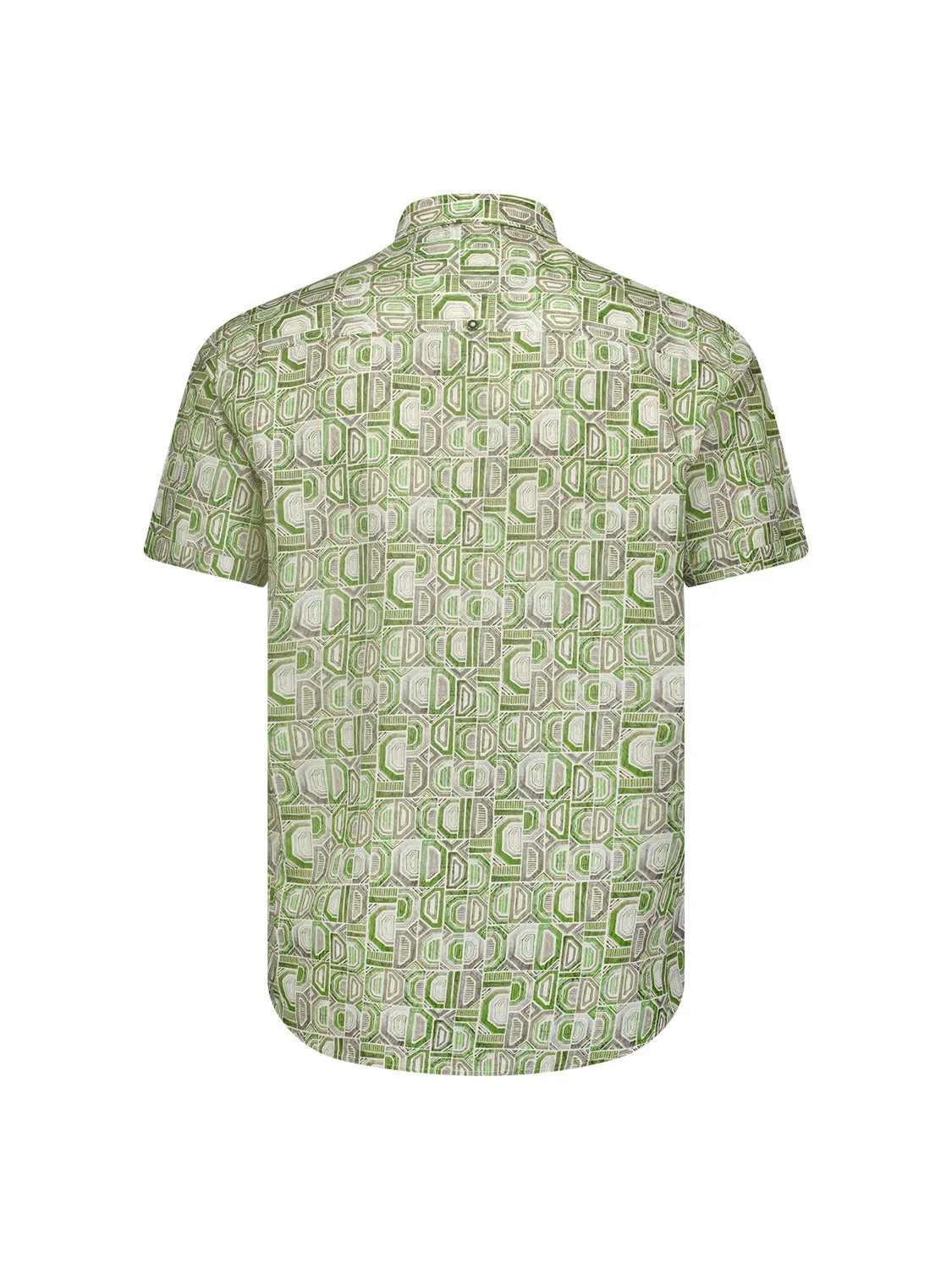 Shirt Short Sleeve Allover Printed With Linen | Green