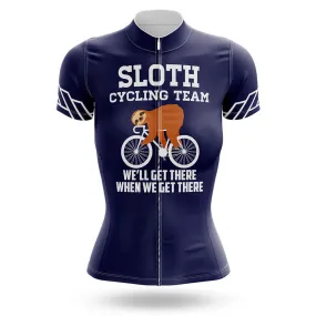 Sloth Cycling Team Navy Women's Short Sleeve Cycling Jersey