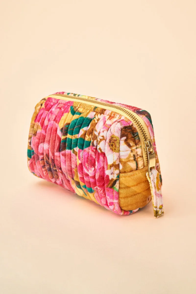 Small Quilted Vanity Bag - Impressionist Floral, Mustard by Powder