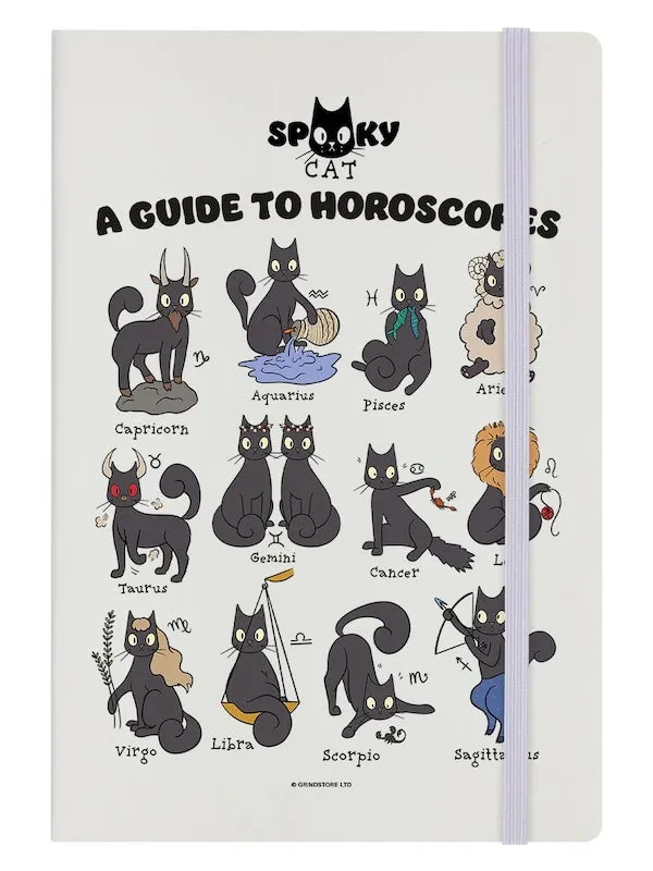 Spooky Cat A Guide To Horoscopes Cream A5 Hard Cover Notebook
