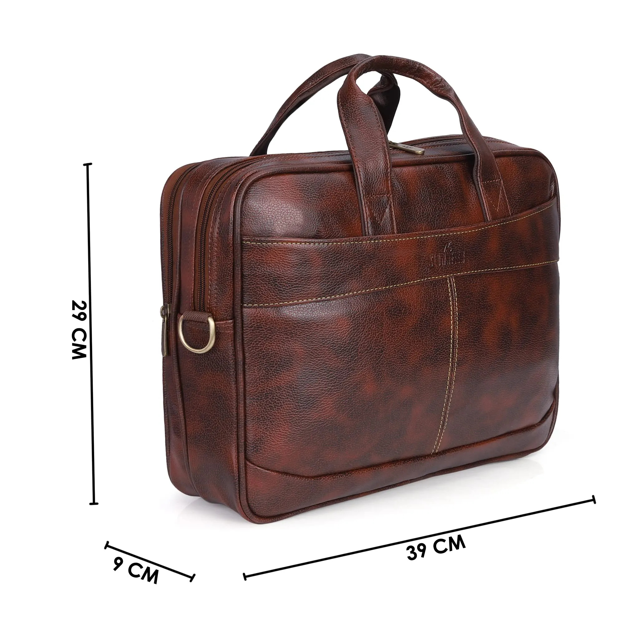 THE CLOWNFISH Unisex-Adult 10 Litre Faux Leather 15.6 Inch Western Laptop Messenger Bag Briefcase Laptop Bag (Tan)