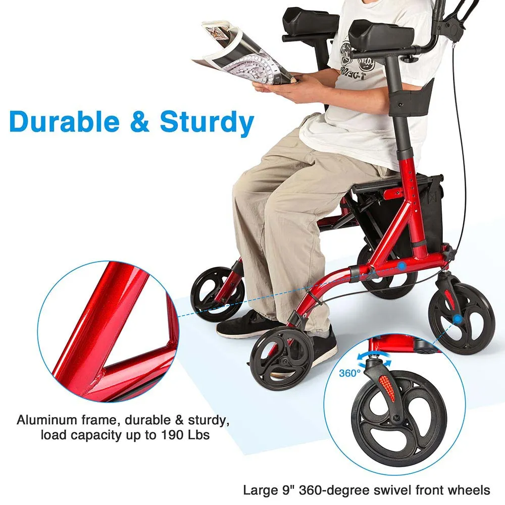 TheLAShop Upright Walker Rollator with Seat Brakes Pouch 4-Casters