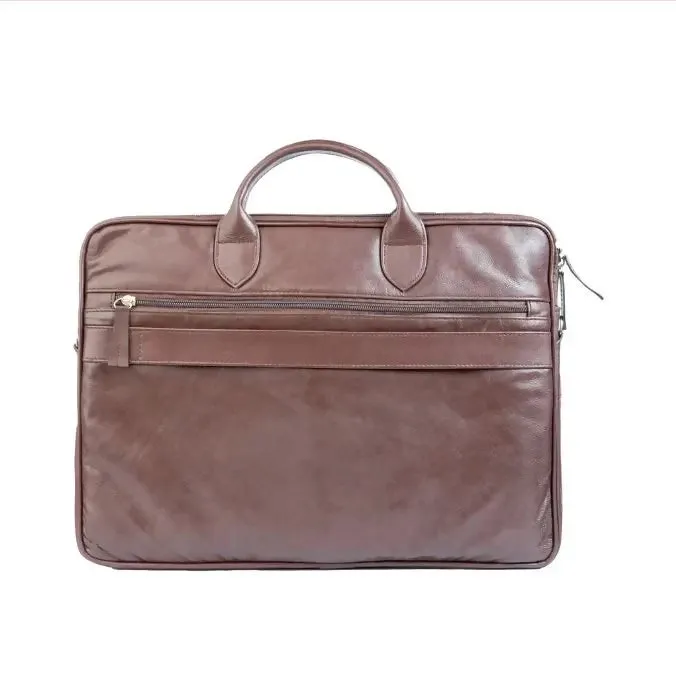 Vintage Midnight Chocolate Brown Leather Laptop Bag