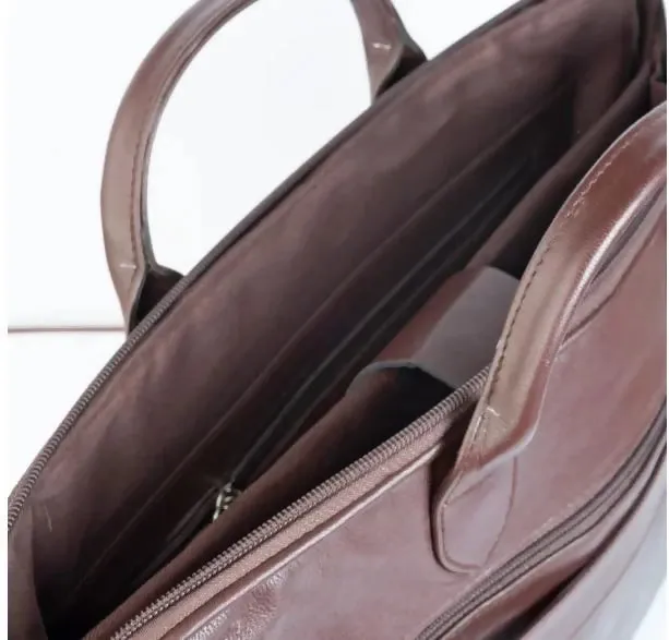 Vintage Midnight Chocolate Brown Leather Laptop Bag
