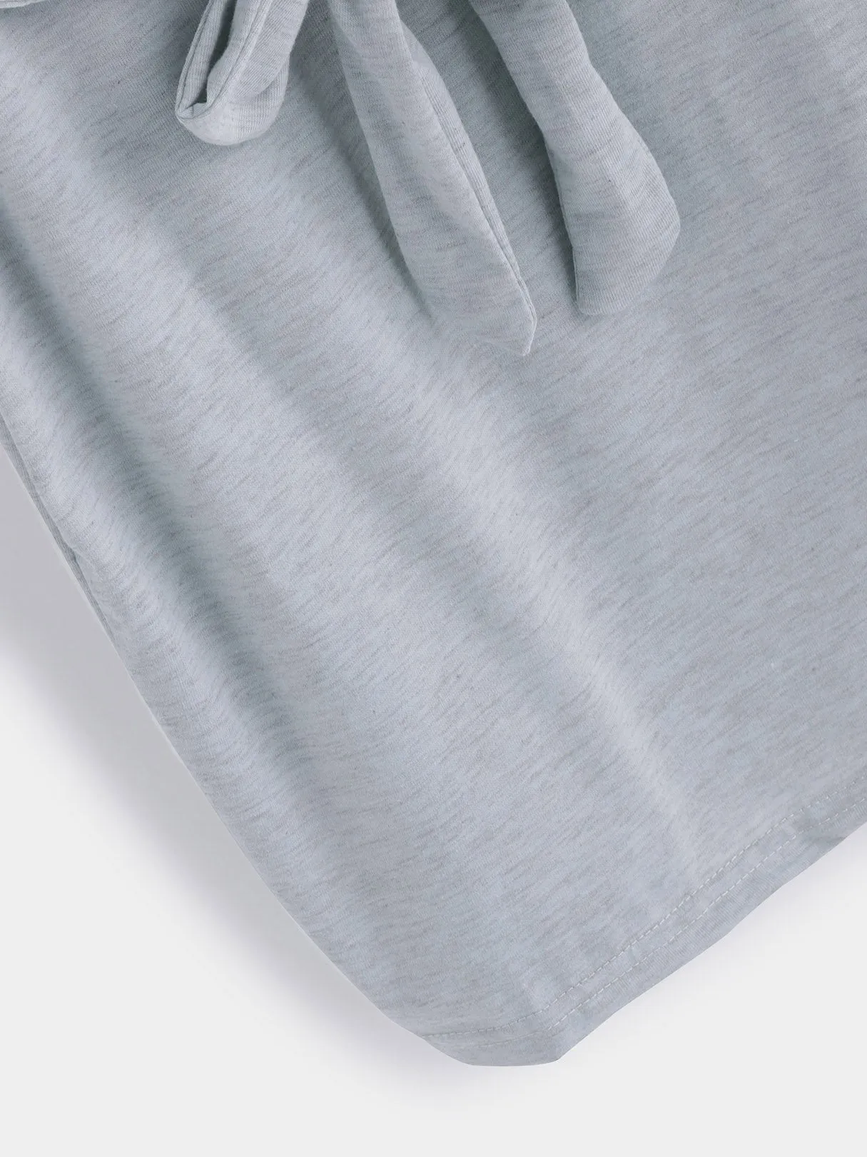 Wholesale Grey Round Neck Short Sleeve Plain Zip Back Self-Tie Mini Dress