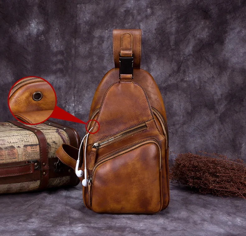 Women's Leather Crossbody Sling Bag Chest Bag For Women